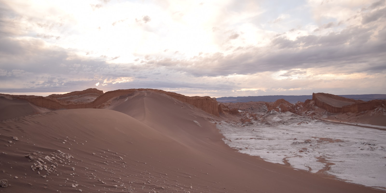 Sand dunes and salt flats in the Atacama Desert, Chile